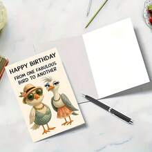 1 Stück witzige Geburtstagskarte mit witziger Geburtstagsgrußbotschaft, süßes Entenpaar Design - Geburtstagskarte für Frauen, Männer, Freunde, Schwestern, beste Freundinnen - Geburtstagsdekoration - inklusive Umschlag zum leichten Beschreiben - perfekte Geburtstagsgeschenkidee - Einheitsgröße - Übersicht 5