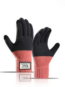 1 Pair Of Thick, Warm, Touch-Screen Compatible, Knitted Outdoor Riding Gloves For Men, Designed For Cold Weather Protection. - Multicolor - View 8