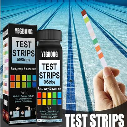 Que thử nước 3 trong 1 - Kiểm tra độ pH/Tổng độ kiềm/Độ cứng cho bể bơi, nước máy và spa, bộ dụng cụ kiểm tra chất lượng nước nhanh chóng và chính xác, tiện dụng.