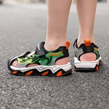 1 par de sandalias deportivas de punta cerrada para niños, modelo nuevo 2026 de sandalias de senderismo atléticas para niños - Negro - Ver 5