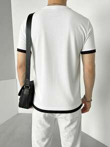 GRDR Men's Summer Fake Two-Piece Design Short T-Shirt, Fashionable Casual Round Neck Top - White - View 2