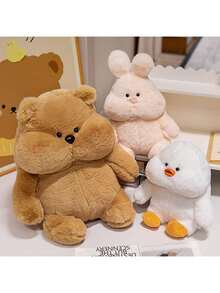 動物毛絨玩偶，可愛小鴨兔子熊毛絨玩具，柔軟舒適材質，居家裝飾辦公室擺飾，節日生日禮物送給男女，兒童玩偶生日禮物情人節禮物 - 彩色 - 查看 6