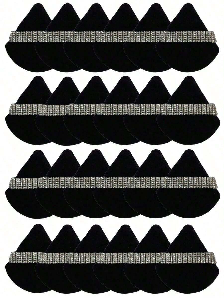 24pcs/15pcs/8pcs/3pcs Flocked Heart Makeup Sponge, Soft Fluffy Texture, Suitable Face & Body Powder Puff, Mixed Makeup Beauty Tools - Black 3 - View 1