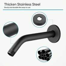 Senlesen Brazo de ducha de acero inoxidable Brazo extensor para cabezal de ducha de 15 cm con brida Extensor de brazo de ducha para cabezal de ducha fijo (negro mate) - Negro - Ver 1