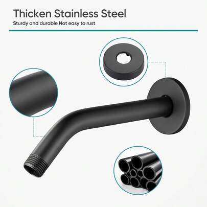 Senlesen Brazo de ducha de acero inoxidable Brazo extensor para cabezal de ducha de 15 cm con brida Extensor de brazo de ducha para cabezal de ducha fijo (negro mate)