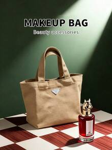 Prada Women's Canvas Tote Bag, Handbag, Travel Essential, Shoulder Bag, Storage Bag, Commuter Bag, Office Bag - Brown - View 3