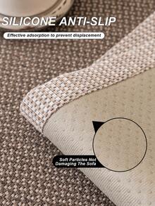 1pc Linen-Like Sofa Cushion Cover, High Grammage, Thick , Modern Minimalist Style. Machine Washable, Pet-Friendly, Anti-Slip Particles. Suitable For Living Room, Bedroom, Office Multi-Purpose Sofa Pad - Coffee Brown - View 8