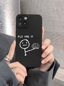 Matte Black Minimalist Graphic & Slogan Design Phone Case, Compatible With IPhone 16/17/17 Pro Max/12 Pro, Galaxy S25 Ultra, Quick Ship - Black - View 2