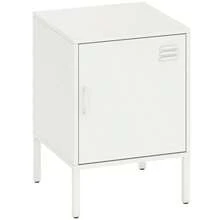 Steel Bedside Table, Multifunctional Side Table, Adjustable Shelf, For Bedroom Or Living Room, White - White - View 9
