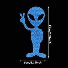1pc Reflective Alien Car Sticker, Driving Warning Reflective Decal For Night - Alien - View 4