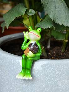 1pc Whimsical Frog Resin Ornament With Milk Tea Bucket - Hand-Painted, Ideal For Garden, Patio, And Home Decor - Perfect Christmas & Thanksgiving Gift, Frog Garden Decor - Frog - View 8