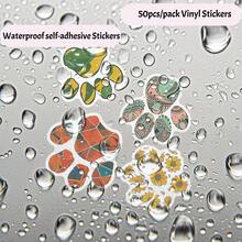 50pcs/Pack Cute Paw Print Stickers, Cat Dog Paw Vinyl Waterproof Stickers For Water Bottles, Laptops, Skateboards, Phones, Scrapbooks, Kawaii Colorful Animal Pet Decals, Suitable For Boys And Girls - A-paw Print Stickers - View 6