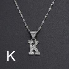 1件银色女士A-Z大写字母吊坠项链，约会、派对、婚礼的奢华珠宝礼物 - 銀色 - 查看 27