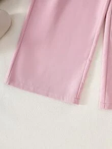 Tween Girls' Spring/Summer Sleeveless Button-Up Camisole With Bow Strap & Wide Leg Pants 2 Pieces Casual Set - Pink - View 6