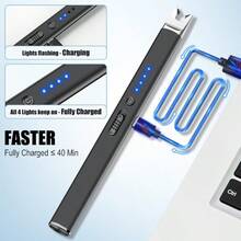 LcFun 2 Pack Candle Lighter USB Rechargeable Plasma Lighter With Safety Lock, Windproof Flameless Long Lighters Candle, Grill, BBQ, Camping, Gas Stoves (Black, Gold) - Black & Rose Gold - View 5