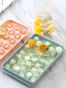 1pc Silicone 33 Grid Circular Ice Tray, Polished Glossy Surface, Dustproof, Suitable For Home Kitchen, 33 Grid Spherical Ice Tray - Pink - Multicolor - View 6