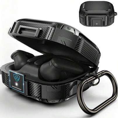 Carbon Fiber Pattern TPU Shockproof Protective Case With Safety Lock For Powerbeats Pro 2 Wireless Earphones