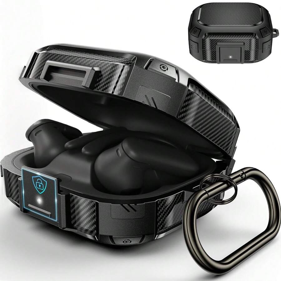 Carbon Fiber Pattern TPU Shockproof Protective Case With Safety Lock For Powerbeats Pro 2 Wireless Earphones - Multicolor - View 1