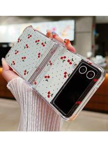 Ốp lưng điện thoại trong suốt in họa tiết chấm bi anh đào cho Galaxy Z Flip7 ZFlip 6 Z Flip5 Z Flip 4 3 5G, mặt lưng trong suốt. - Chấm bi anh đào - Xem 3