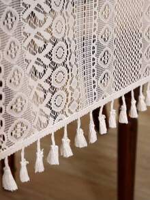 HXARTMIS 1 Pc, American Country Vintage Knitted Tablecloth With Tassel & Hollow-Out Design. White Tablecloth, Beige Dacron Tablecloth. Tablecloth, Birthday Tablecloth, White Tablecloth, Baptism Tablecloth, Pink Tablecloth, Stain-Resistant Tablecloth, Furniture Doilies, Living Room Rug, Kitchen Plastic Tablecloth, Round Tablecloth, Square Tablecloth - Beige - View 7
