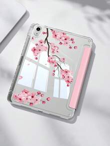 樱花图案平板电脑保护套，兼容 iPad Air 8 (M4) 2026 (11 英寸)、Air 8 (M4) 2026 (13 英寸)、Air 11 英寸 M3 2025/M2 2024、Air 第五代 2022、(A16) 11 英寸第十一代 2025、Galaxy Tab、Kindle Paperwhite 第十二代 2024。透明背板搭配时尚图案，支持自动休眠/唤醒功能，内置气垫保护，适合作为礼物或办公用品。 - 粉色 - 查看 3