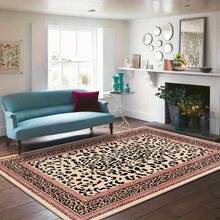 1 pezzo Tappeto da pavimento con stampa leopardata, in bianco e nero con tonalità dorate, tappeto decorativo rettangolare per soggiorno e camera da letto - A - Visualizzare 3