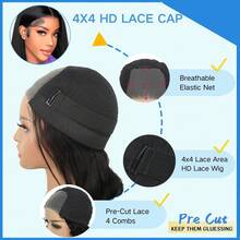 Wear Go Glueless Bob Wigs Human Hair Pre Plucked Pre Cut Transparent Lace No Glue Straight 4x4 Closure Front Lace Wigs For Women Silk Human Hair Glueless With Natural Hairline 150% Density Natural Black Brazilian Human Hair - SNatural - View 6