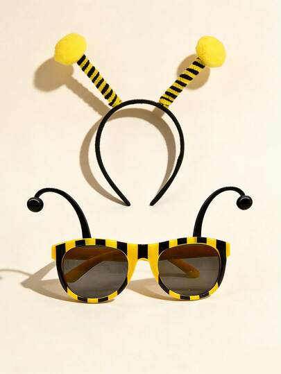 Diadema con diseño de abeja de dibujos animados, gafas divertidas adecuadas para maquillaje, actuación en el escenario, fiesta a juego, gafas de abeja