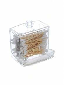 1pc Creative Mini Makeup Brush Holder Storage Box, Plastic Transparent Acrylic Covered Vanity Desk Organizer - Multicolor - View 8