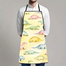 1件装厨房烘焙花园围裙，卡通海洋生物图案，适用于花园烹饪和烘焙 - C - 查看 5