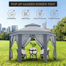 Color gris Pabellón Hexagonal de Acero de 2x2x2 m, para Jardín y Exteriores - Gris - Ver 9