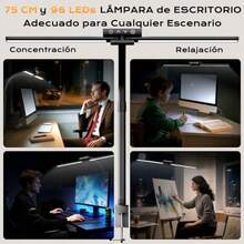 Lámpara de escritorio de doble cabezal con brazo flexible de 68 cm y pinza, 2300 LM, 4 colores y 3 niveles de brillo táctil, ideal para oficina, estudio o manualidades - 75CM * Control remoto - Ver 3