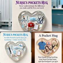 病毒治愈护士口袋拥抱透明心形树脂摆件+感谢卡套装，医务人员毕业/离职/节日纪念礼物（仅摆件，不含卡片） - 均款 - 查看 1