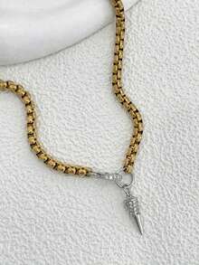 这款独特的女士项链采用小巧的搭扣和锥形吊坠设计，造型大胆而富有创意，是节日或生日的完美礼物之选。 - 彩色 - 查看 3