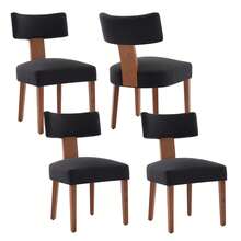 Mikibama Upholstered Dining Chairs, Mid-Century Modern Dining Chairs With Wood Legs, Linen Fabric Farmhouse Kitchen Chairs Armless, Comfy Side Chair For Living Room/Kitchen - màu đen - Xem 9