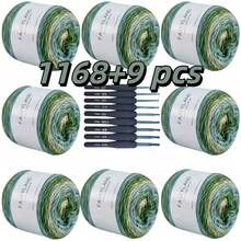 NIMBUSKNIT 9/17 Pieces/Box, 8 Pieces Of Colored Cotton Yarn + 9 Pieces Of Crochet Hooks, 60% Cotton, 30% Acrylic, 10% Wool, For DIY Knitting And Crochet Sweaters And Scarves, Gradient Cake-Dyed Medium-Weight Pure Cotton Yarn + A Full-Size Crochet Hook Set, Handmade Knitting Scarf Yarn DIY Material Pack (800g+150g), Halloween, Wedding Decorations, Guest Handmade Gifts, Beginner-Friendly Crochet Tool Kit For Scholars, Christmas Gift Crochet Accessories And Supplies - A49 - 查看 9