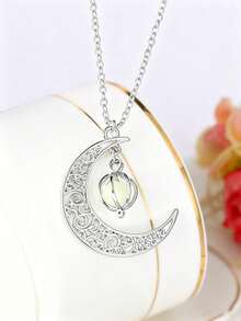 Unisex Silver-Plated Luminous Necklace With A Pumpkin And Luminous Moon Pendant. - Nhiều màu - Xem 3