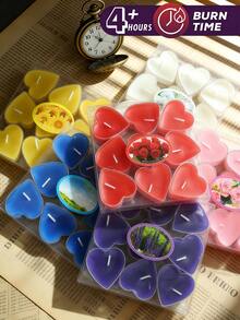50pcs Red Smokeless Heart-Shaped Candles, White Tea Candles, Dripless And Long-Lasting Mini Heart Candles, Suitable For Room Decor, Dining Table Decor, Home Decor, Suitable For Holidays, Parties, Birthdays, Weddings And Dinners - one-size - View 8