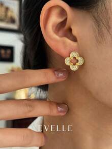 18K Gold Plated Elegant & Cute Copper Earrings, Suitable For Daily Wear And Gatherings - Gold - View 2