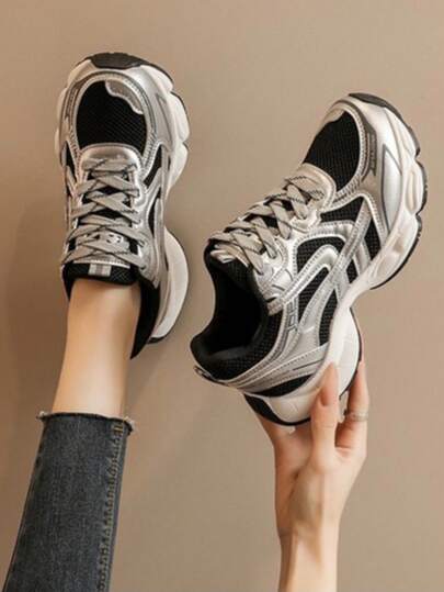 新款圆头系带撞色多功能时尚百搭都市户外休闲运动鞋，适合所有季节穿着