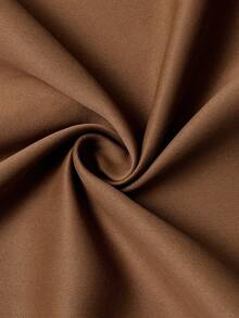 1pc Solid Color Polyester Blackout Curtain Panel, Room Darkening Thermal Insulated Curtain For Living Room, Bedroom Decor - Rust Brown - View 9