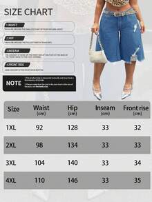 Quần short Bermuda denim dáng rộng cạp trung bình dành cho nữ, kiểu dáng retro rách tua rua, thích hợp mặc mùa hè. - Rửa trung bình - Xem 7