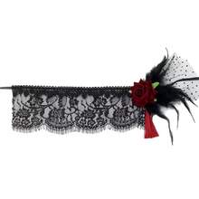 Black Flower Half Face Lace Mask Halloween Cos Mask Veil Ball Party Dress Up Photo Props - màu đen - Xem 5