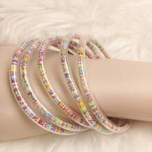 5pcs/Set Fashion Jelly Bangles Bracelet For Women Moon Stars Heart Round Charms Bracelet - Multicolor - View 16