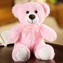 1pc Colorful Teddy Bear Plush Doll, Ribbon Decor Soft Stuffed Animal, Children's Comfort Doll, Home Decor, Sleeping Pillow, Holiday/Wedding Gift - Multicolor - View 10