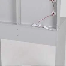 Dressing Table Set With LED Lights Mirror, Vanity Makeup Table 2 Large Drawers And Stool (Grey) - Grey - View 10