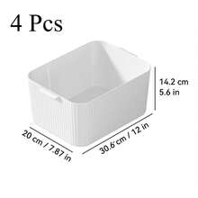 1/2/3/4件装多功能塑料收纳篮，带提手，家居收纳整理，化妆品收纳，零食收纳，橱柜桌面大容量杂物收纳盒，厨房收纳盒，节省空间，适合学生和成人居家、厨房、浴室、卧室、宿舍、办公室使用。 - 彩色 - 查看 22