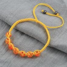 1 pieza de pulsera tejida a mano con cuentas de imitación de ámbar de 8 mm ajustable, brazalete sencillo y de moda - Multicolor - Ver 6