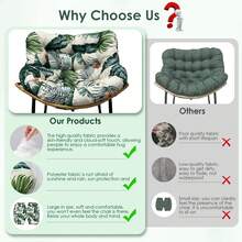 Rocking Chair Cushion,Waterproof Wicker Egg Chair Replacement Pad, Hammock Chair Pad, Oversized Multifunctional Wicker Egg Lounge Chair Soft Cushion,Thick Papasan Seat Cushion With Ties For Indoor & Outdoor Patio, Porch, Balcony, Garden Patio Outdoor Rocking Chair Living Room, Comfy Modern Cozy Lounge Rocker Chair Cushion For Balcony Porch Patio - 嫩芽綠色 - 查看 7