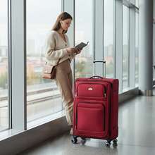Lightweight Water-Resistant Softside Spinner Luggage With Secure TSA Lock,Expandable Design & Organized Interior & Portable Front Grab Handles & Adjustable Telescopic Handle,Suitable For Long Or Short Travel - Đỏ - Xem 11